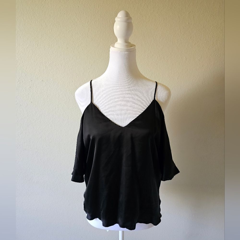 Wilfred Black Silky Cold Shoulder Top Size Small
